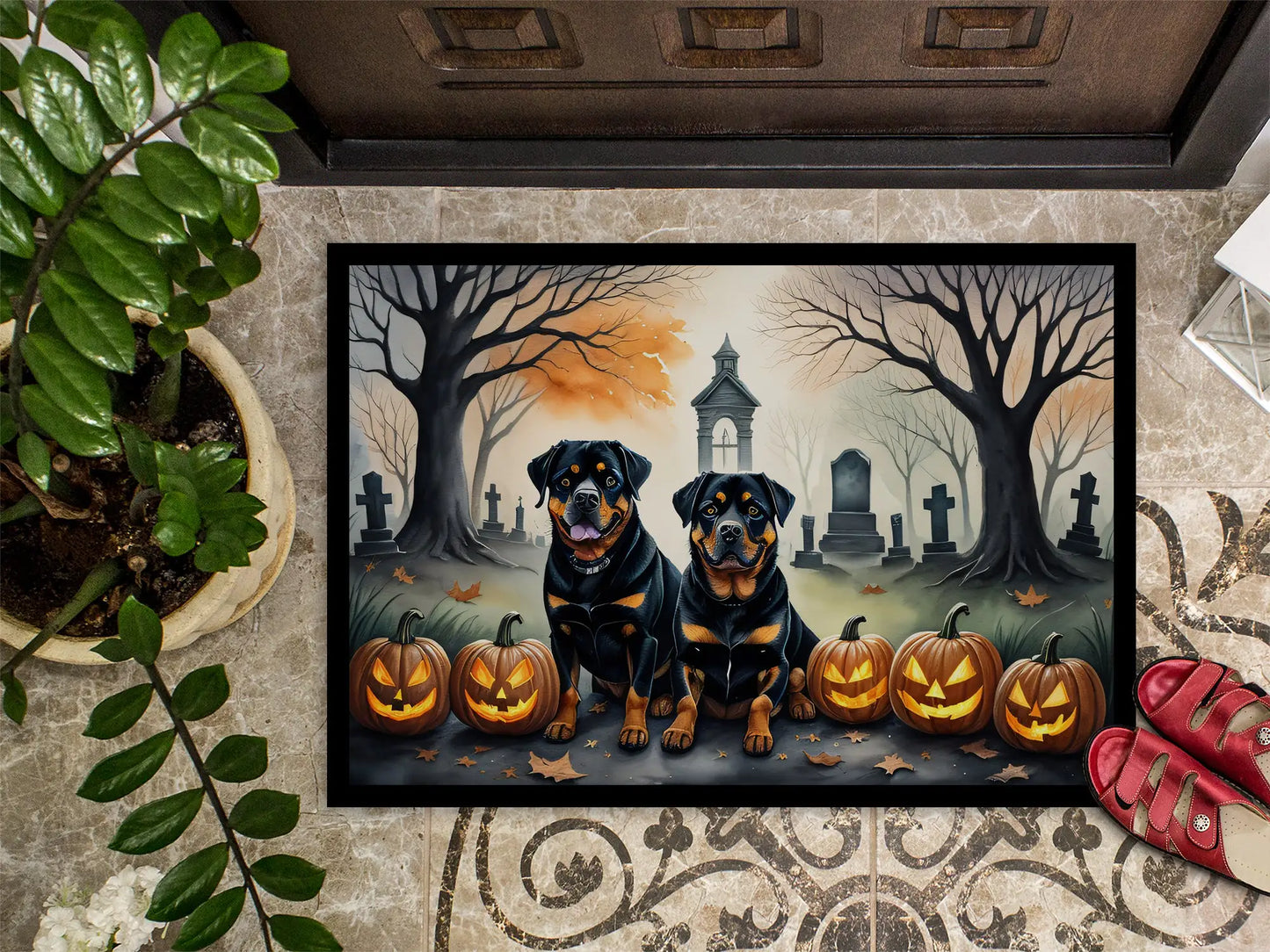 Rottweiler Haunted Entry Mat
