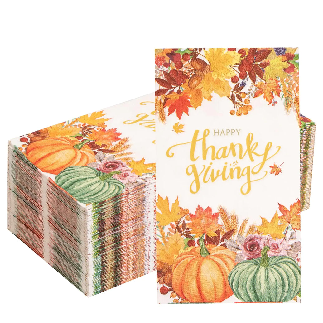 Festive Fall 150-Count Pumpkin & Maple Leaf Napkins