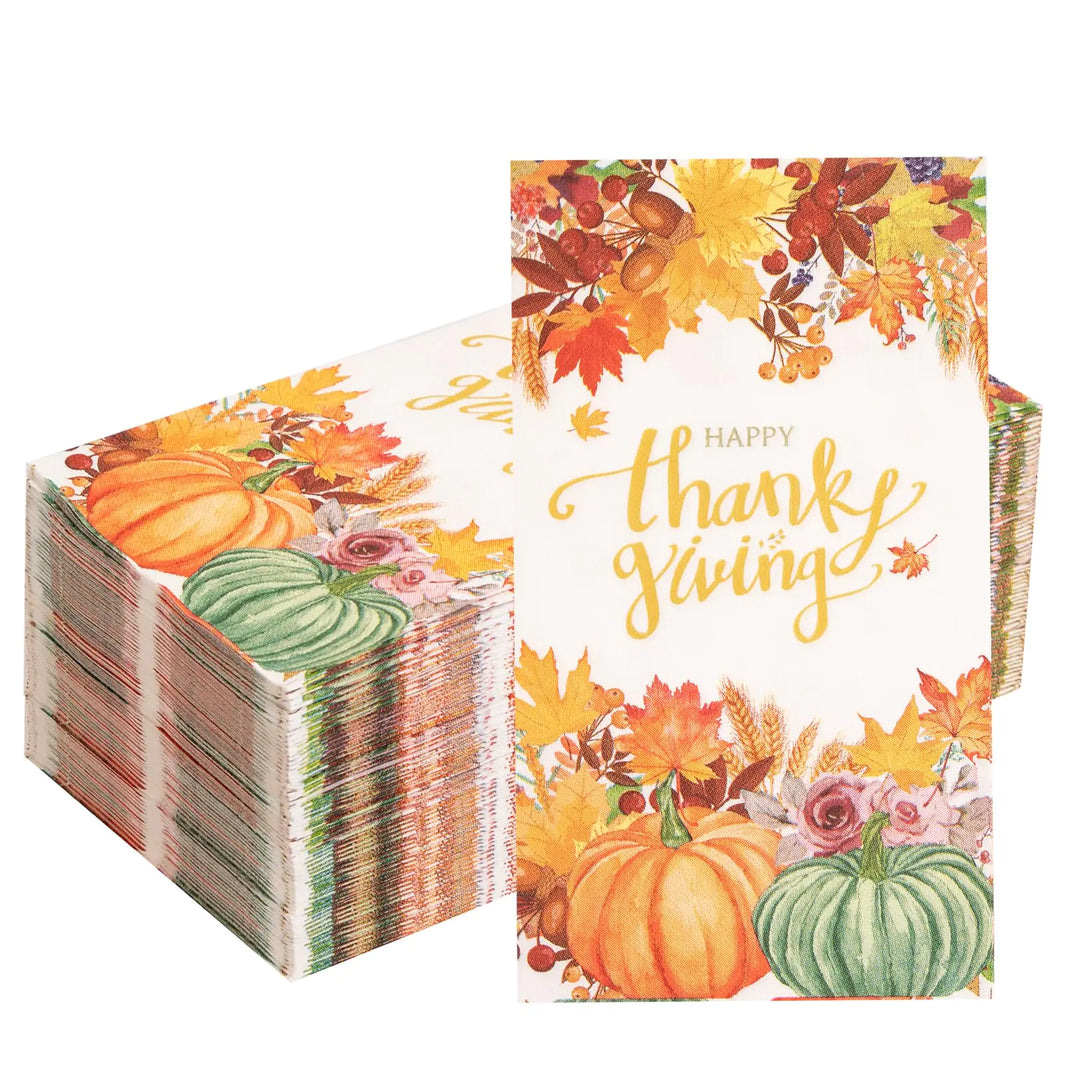 Festive Fall 150-Count Pumpkin & Maple Leaf Napkins