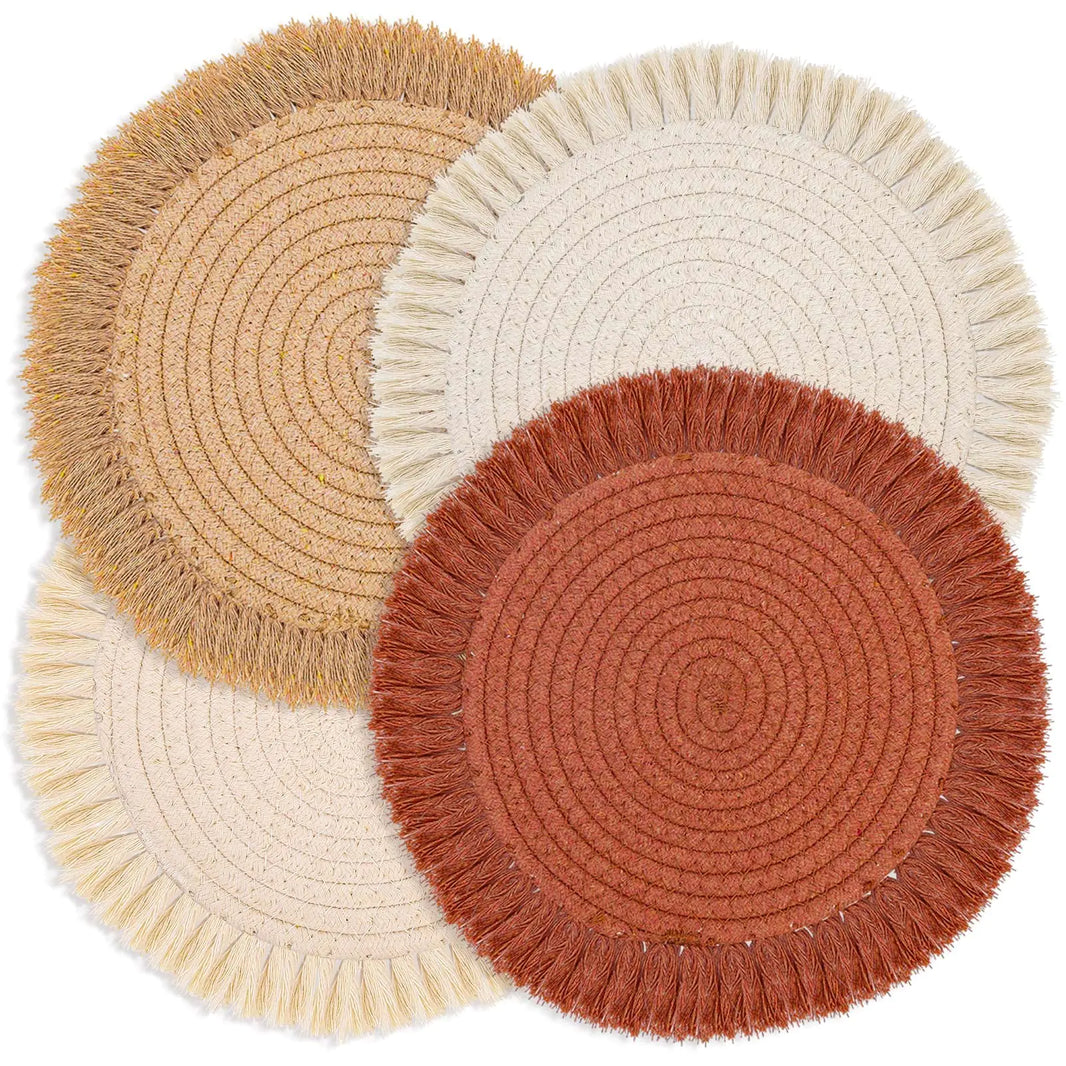 Boho Chic Cotton Placemat Set - 13" Round