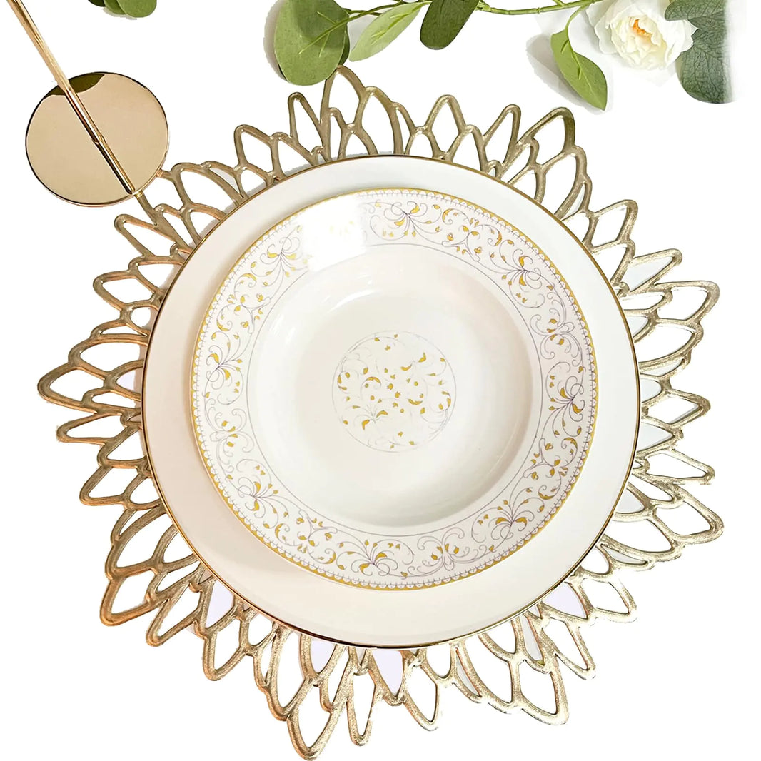 GoldLeaf Vinyl Placemat Set - 24 pcs for Holiday Dining