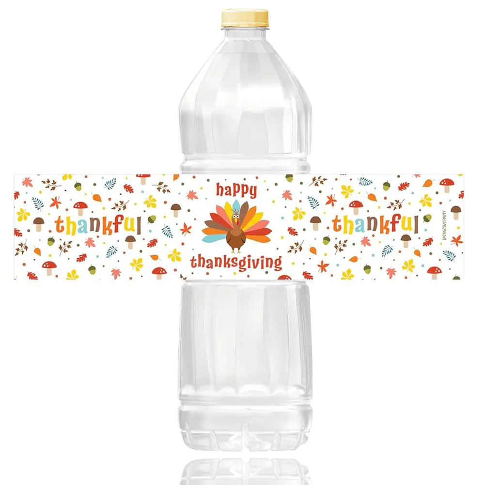 100PCS Festive Turkey Water Bottle Stickers for Thanksgiving