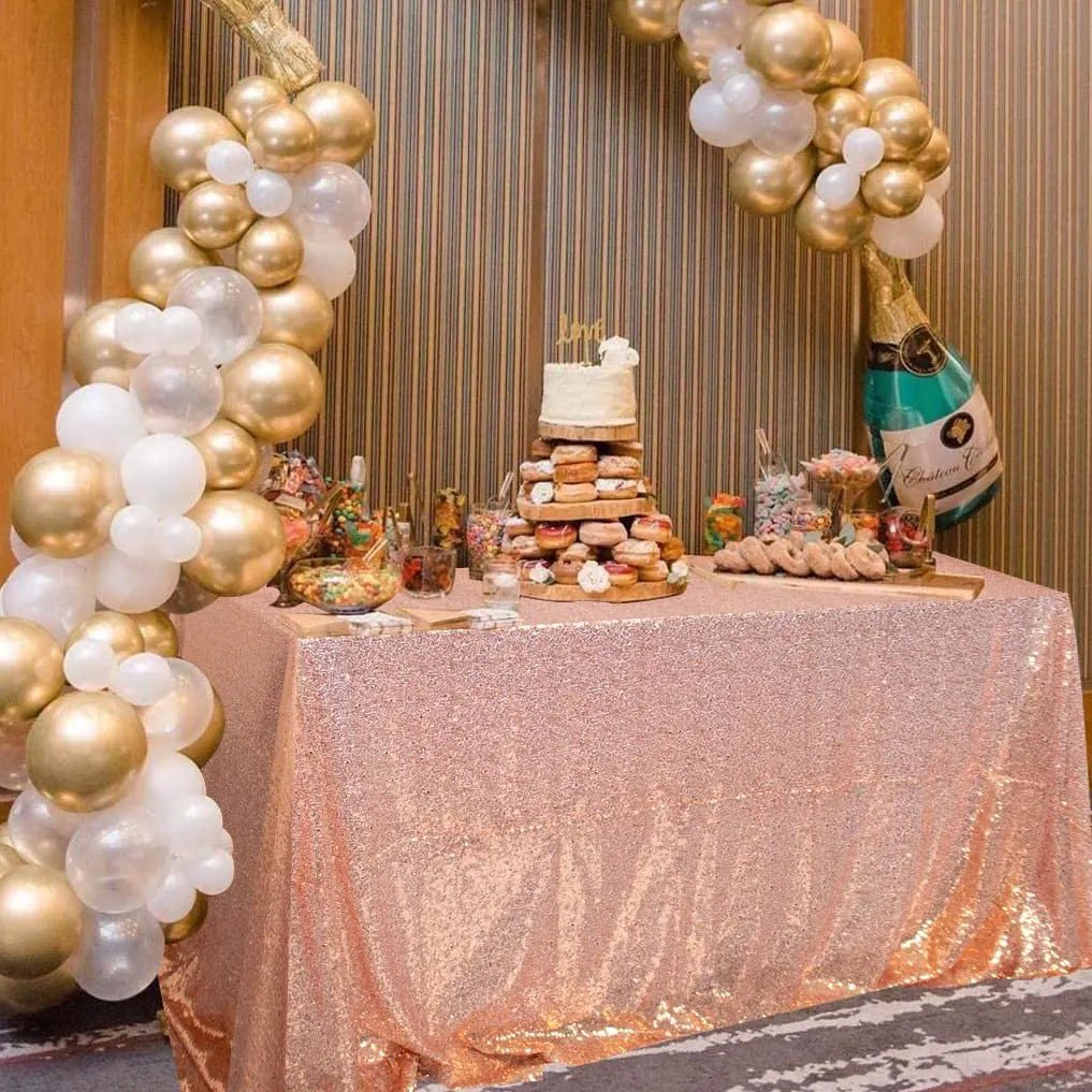 Rose Gold Elegance Sequin Tablecloth 50x80