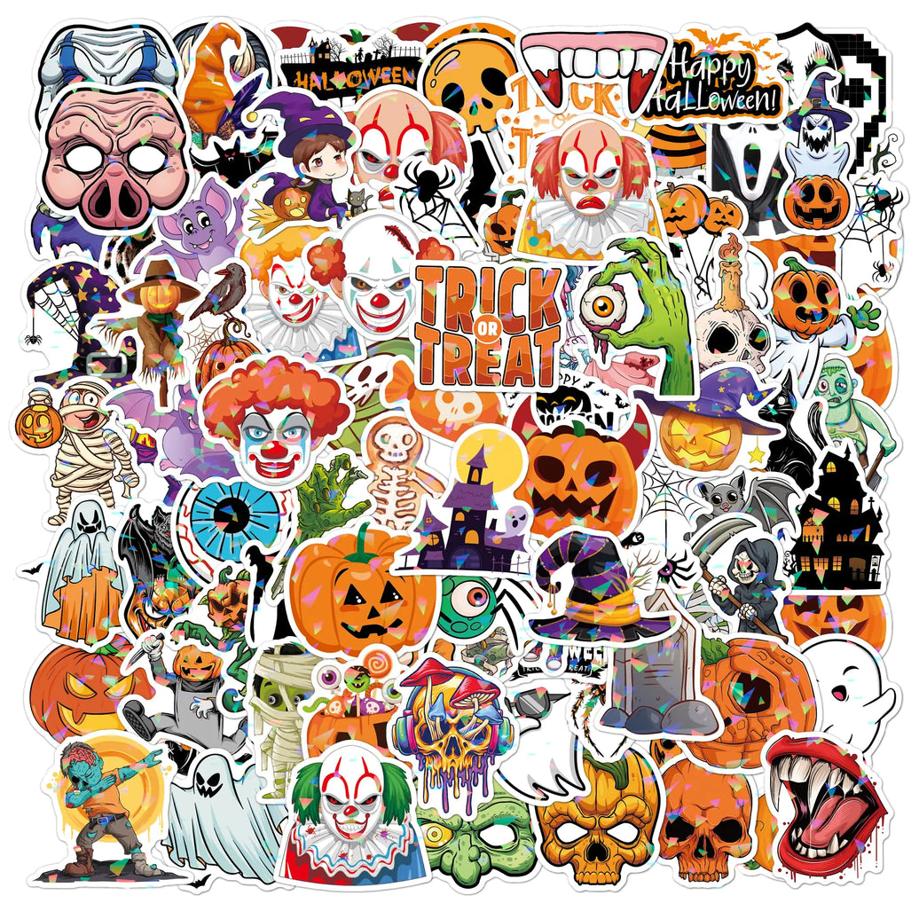 100pcs Glitter Halloween Decal Set - Waterproof & Stick Anywhere