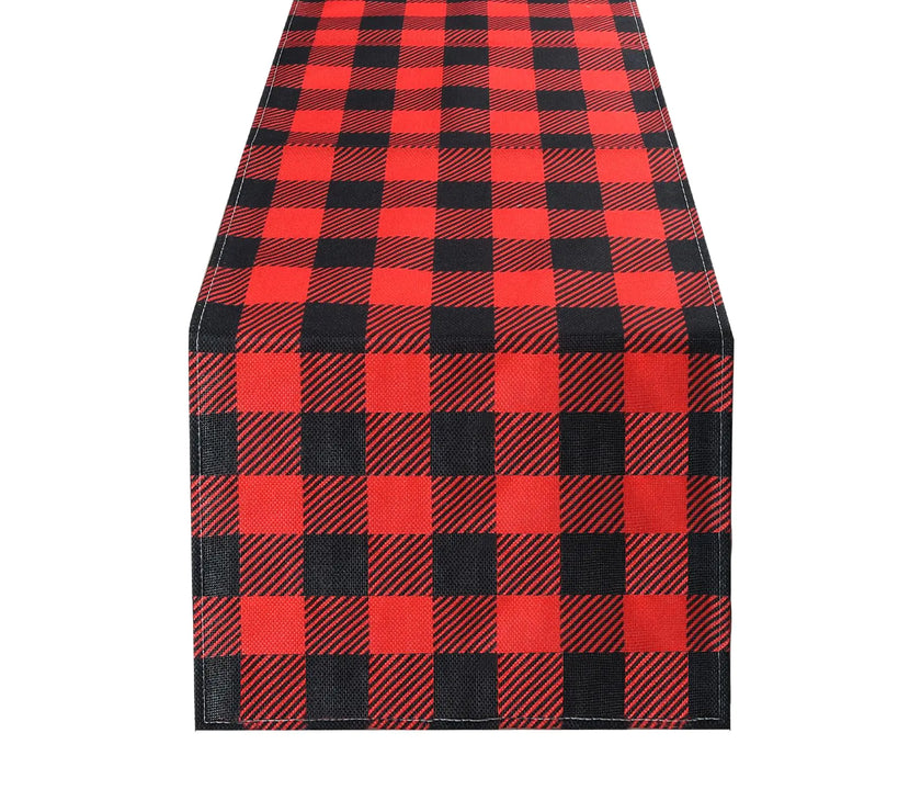 Plaid Table Runner Checkered Table Runner Black and Red Table Runner Easy Care Farmhouse Table Runner Buffalo Check Table Runner for Christmas Dinner Kitchen Home Thanksgiving Decor 13 x 70 Inches