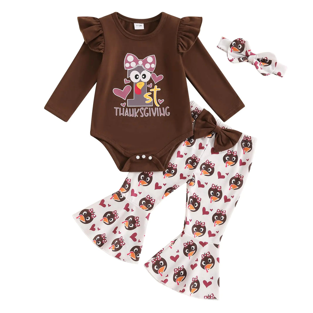 First Thanksgiving Baby Girl Ruffle Outfit