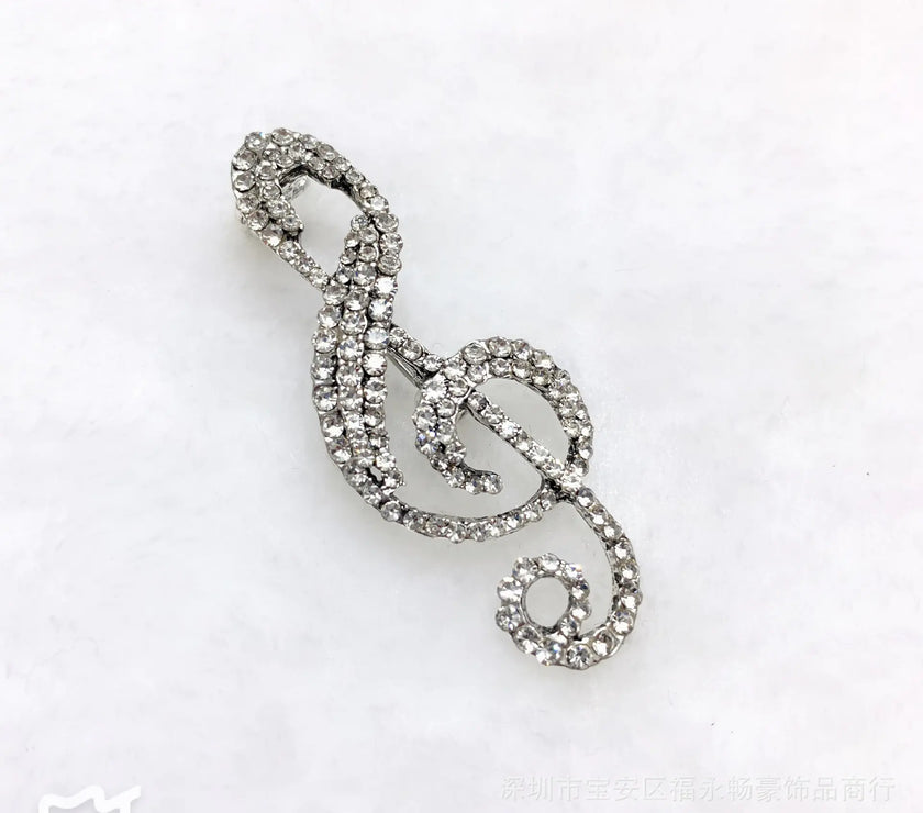 Chic Music Note Pin with Sparkles