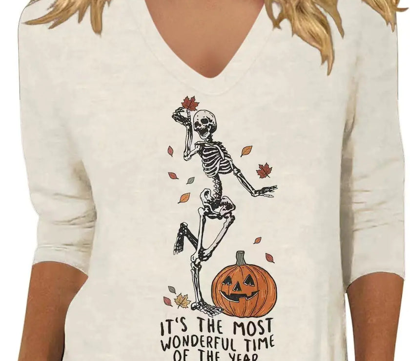 Pumpkin Spice Ladies V-Neck Fall Tee