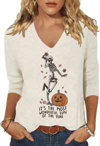 Pumpkin Spice Ladies V-Neck Fall Tee