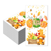 Isshrimp 100 Pack Fall Guest Paper TowelsGnome Thanksgiving Paper Hand Towel Hello Pumpkin Maple Leaves Paper Towels for Thanksgiving DayAutumnWeddingAnniversaryHolidayBaby Shower Decorative