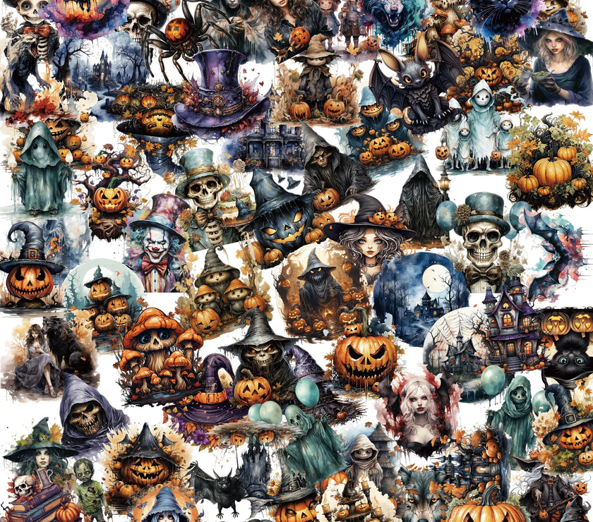 Spooky Pumpkin Sticker Set - 110pcs Halloween Waterproof Decor