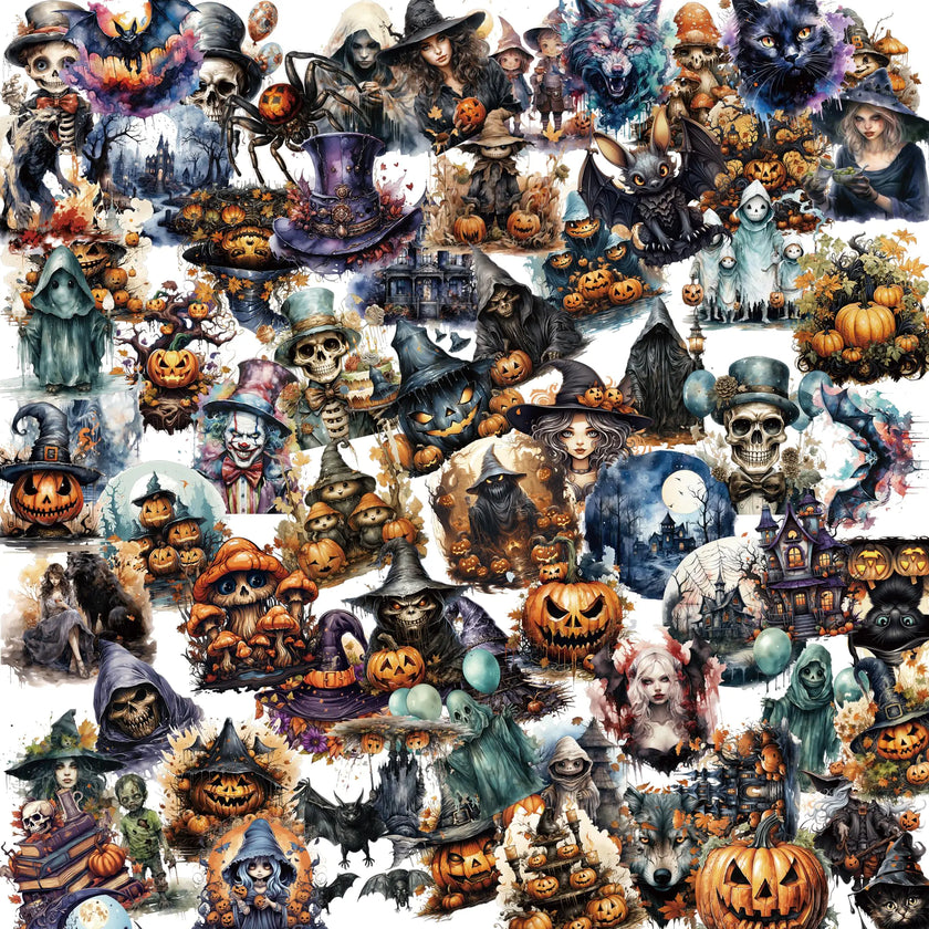 Spooky Pumpkin Sticker Set - 110pcs Halloween Waterproof Decor