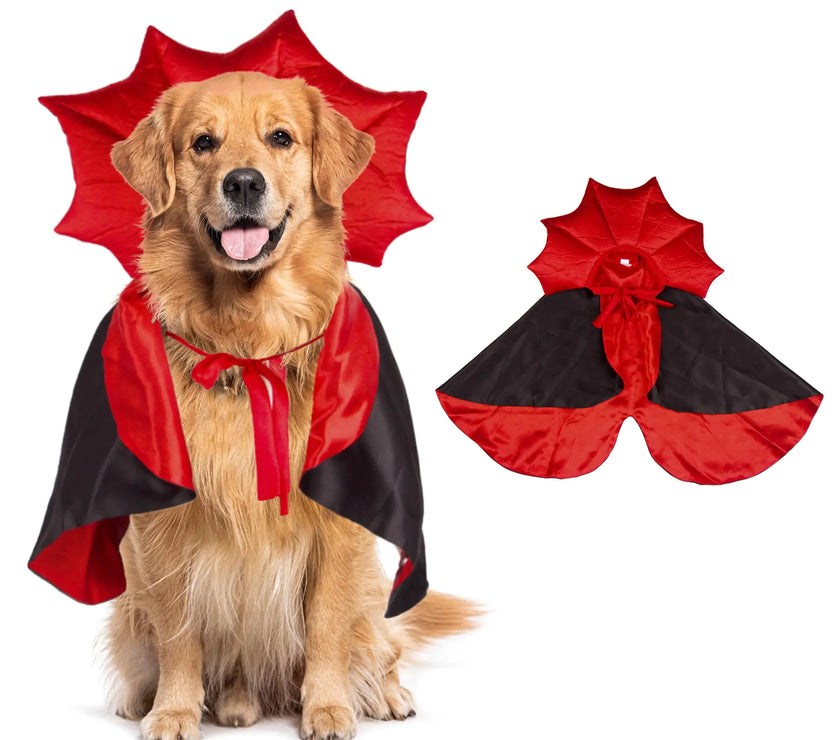 Howl-O-Ween Dog Vampire Costume in Satin Red & Black