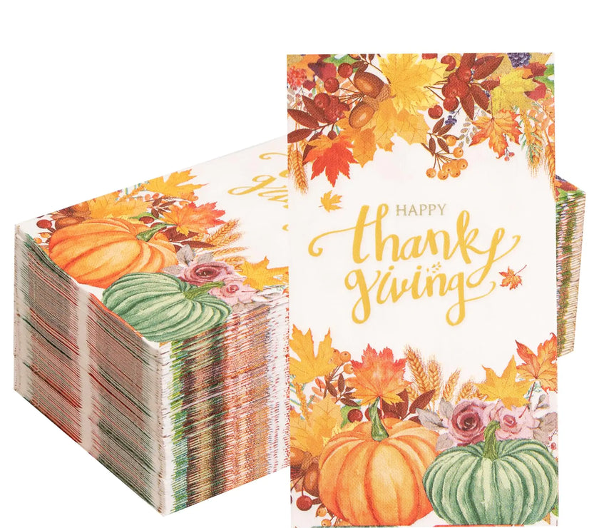 Festive Fall 150-Count Pumpkin & Maple Leaf Napkins