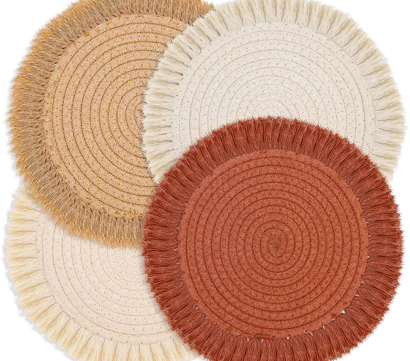 Boho Chic Cotton Placemat Set - 13" Round
