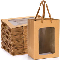 Chic Windowed Kraft Gift Bags - 30 Pack