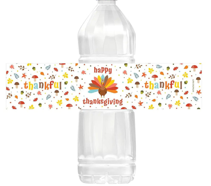 100PCS Festive Turkey Water Bottle Stickers for Thanksgiving