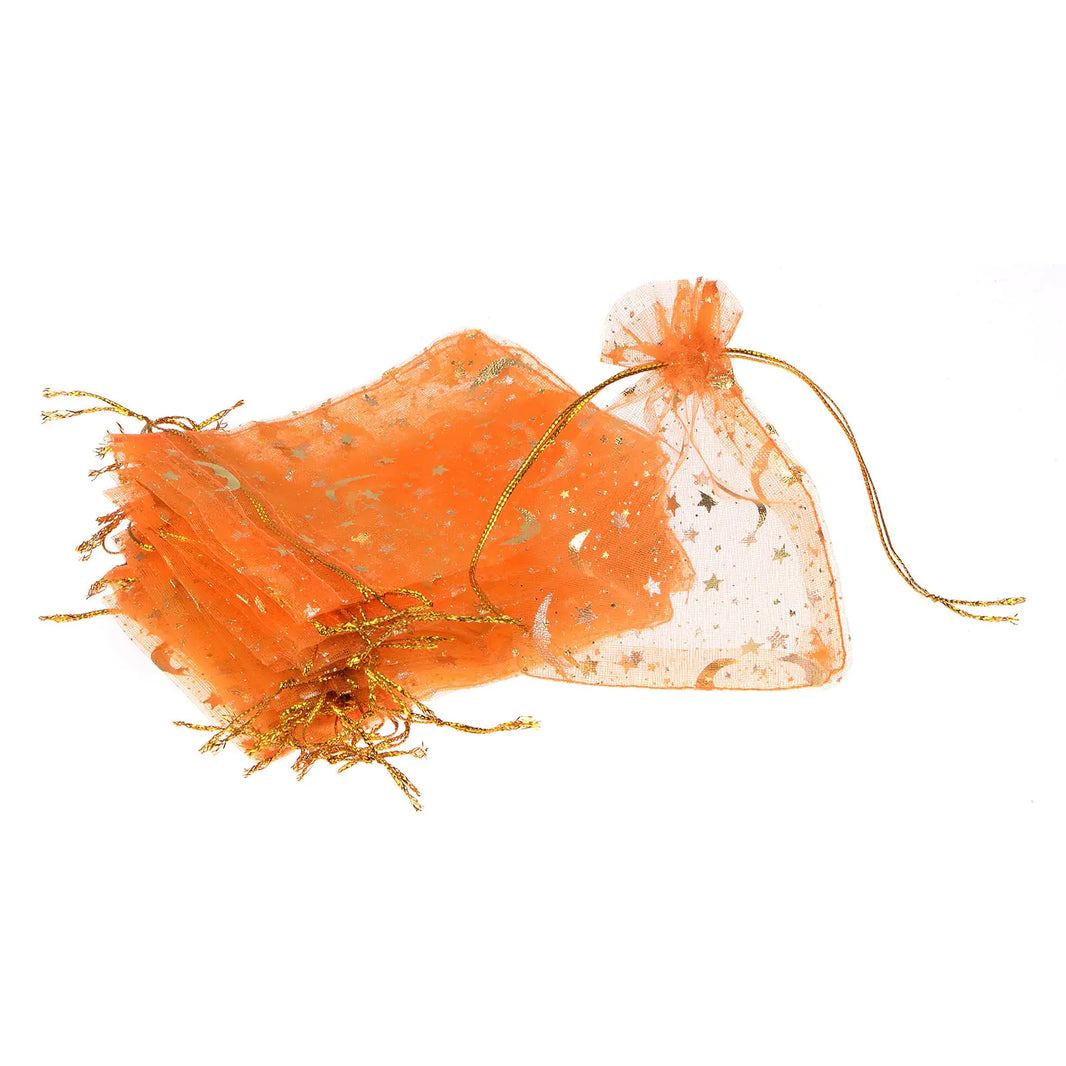 Celestial Charm Organza Favor Bags 50 Pcs Orange