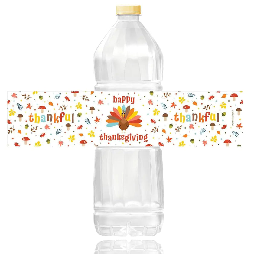 100PCS Festive Turkey Water Bottle Stickers for Thanksgiving