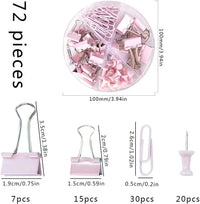 Pink Office Metal Paper Clips Binder Set For Office, School