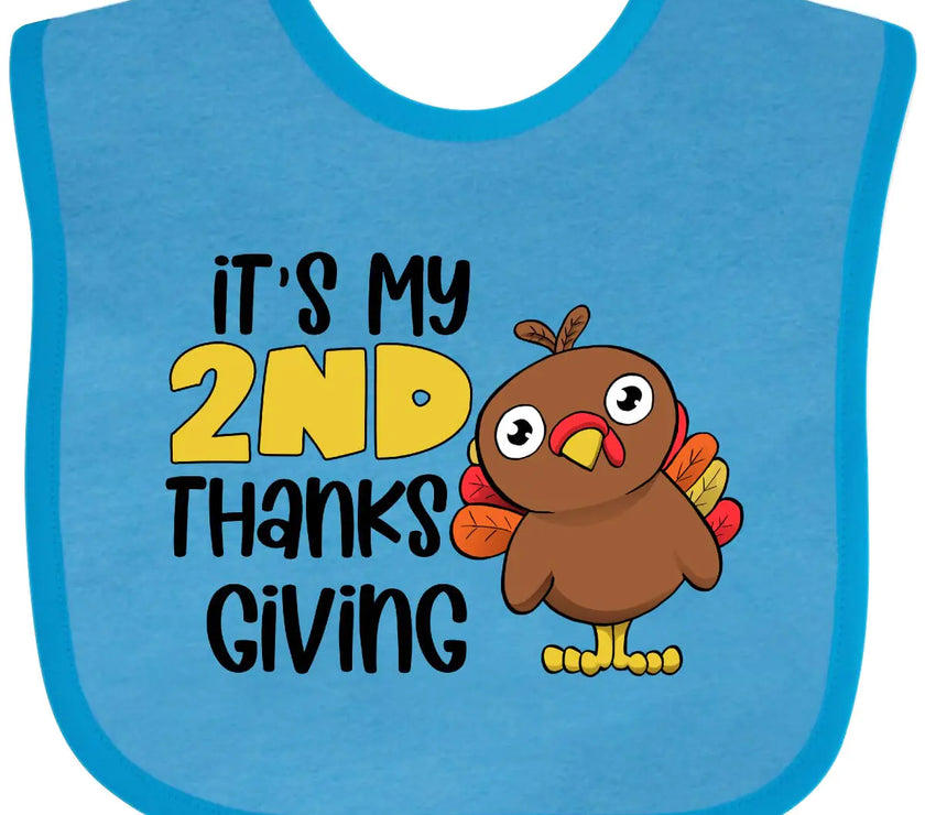 Cute Turkey 2nd Thanksgiving Baby Bib