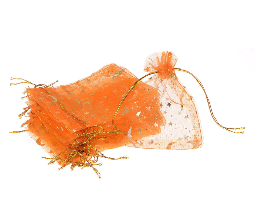 Celestial Charm Organza Favor Bags 50 Pcs Orange