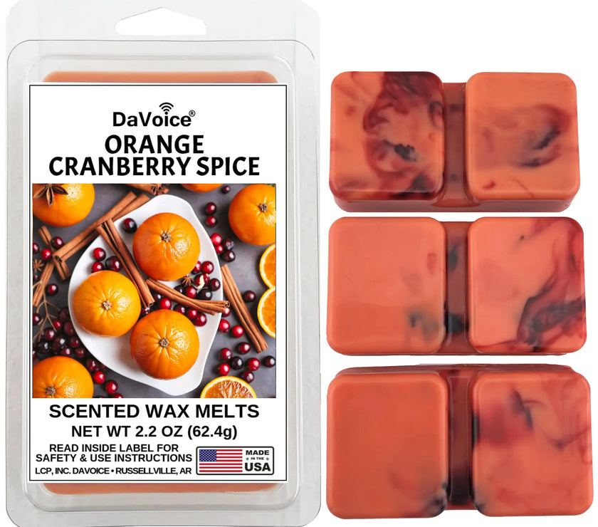 Thanksgiving Wax Melts Soy Blend Fall Wax Melts Wax Cubes Strong Scent Melt - Orange Cranberry Wax Melts Fall Scents Fall Scented Wax Melts Food Wax Melts (6 Cubes 2.2 oz - Orange Cranberry Spice)