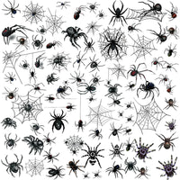 XIYOKA 80+ PCS Halloween Spider Web Temporary Tattoos Halloween Makeup Kit for Women Adults Halloween Face Tattoos Realistic 3D Spider Web Fake Tattoos for Kids Halloween Temporary Tattoos