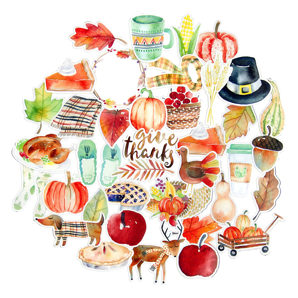 Autumn Vibes Waterproof Sticker Set (38 Pack) - Cute Durable Decals for Laptops and Bottles