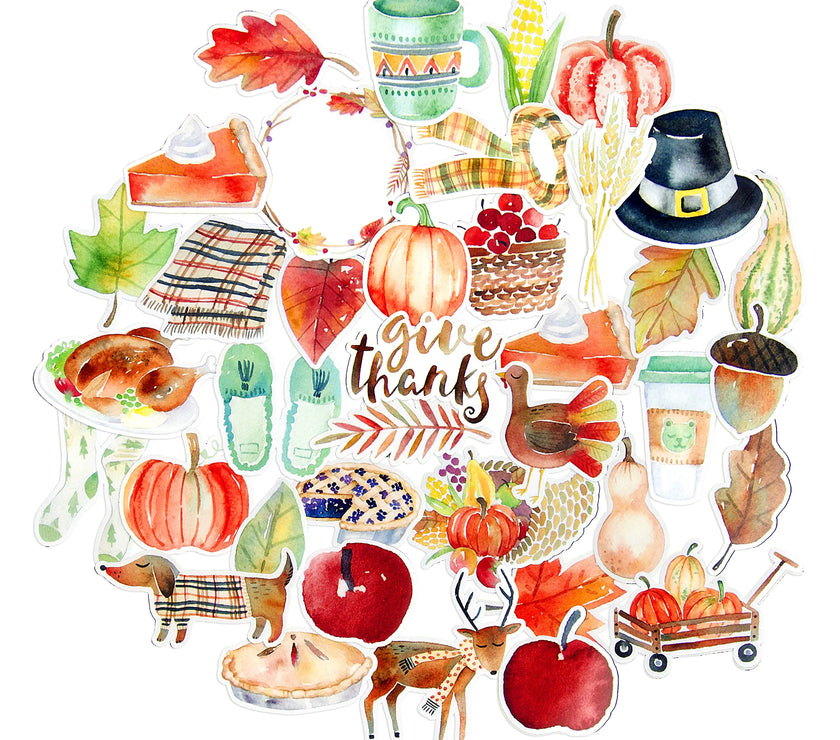 Autumn Vibes Waterproof Sticker Set (38 Pack) - Cute Durable Decals for Laptops and Bottles