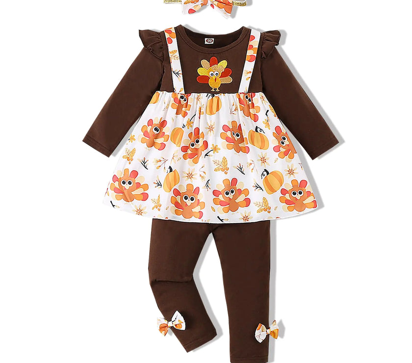 Sweetie Pie 3pc Toddler Girl Thanksgiving Ensemble