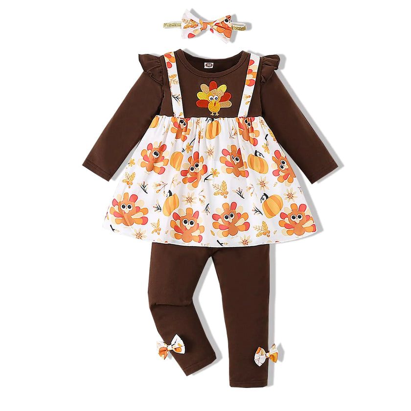 Sweetie Pie 3pc Toddler Girl Thanksgiving Ensemble