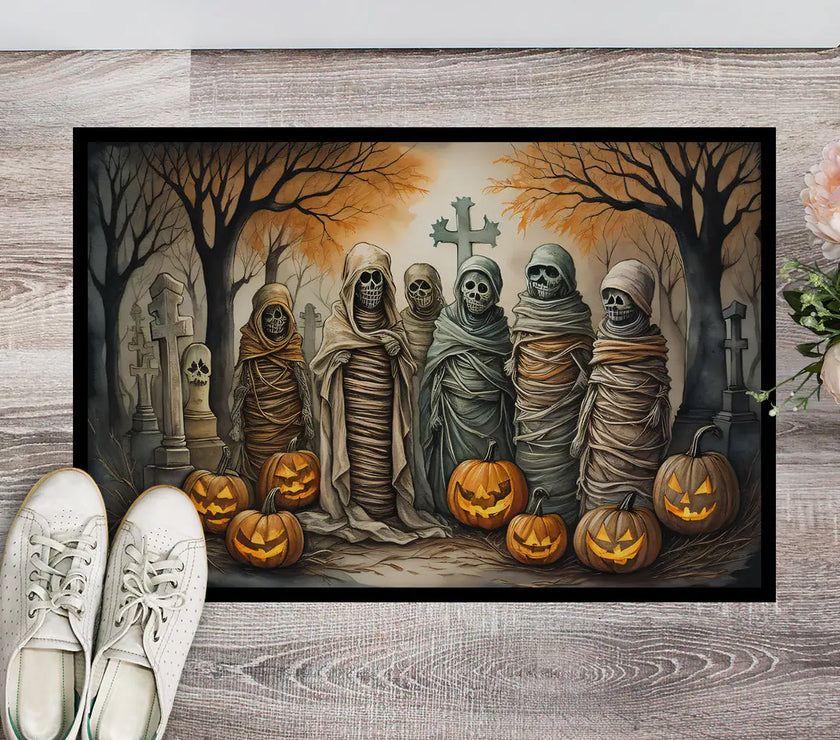 Ghoulish Greetings Halloween Mat
