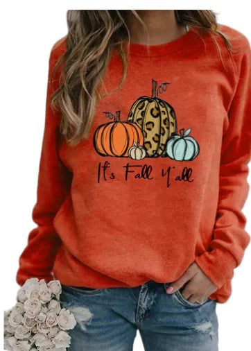 Chic Pumpkin Print Sweater for Women
