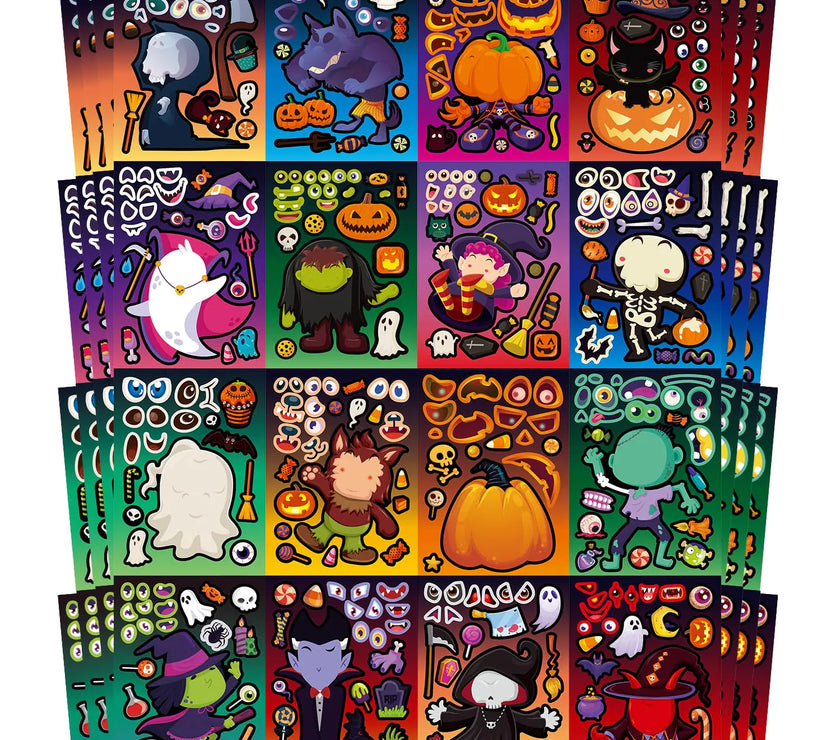 64-Pack Create-Your-Own Halloween Sticker Game for Kids