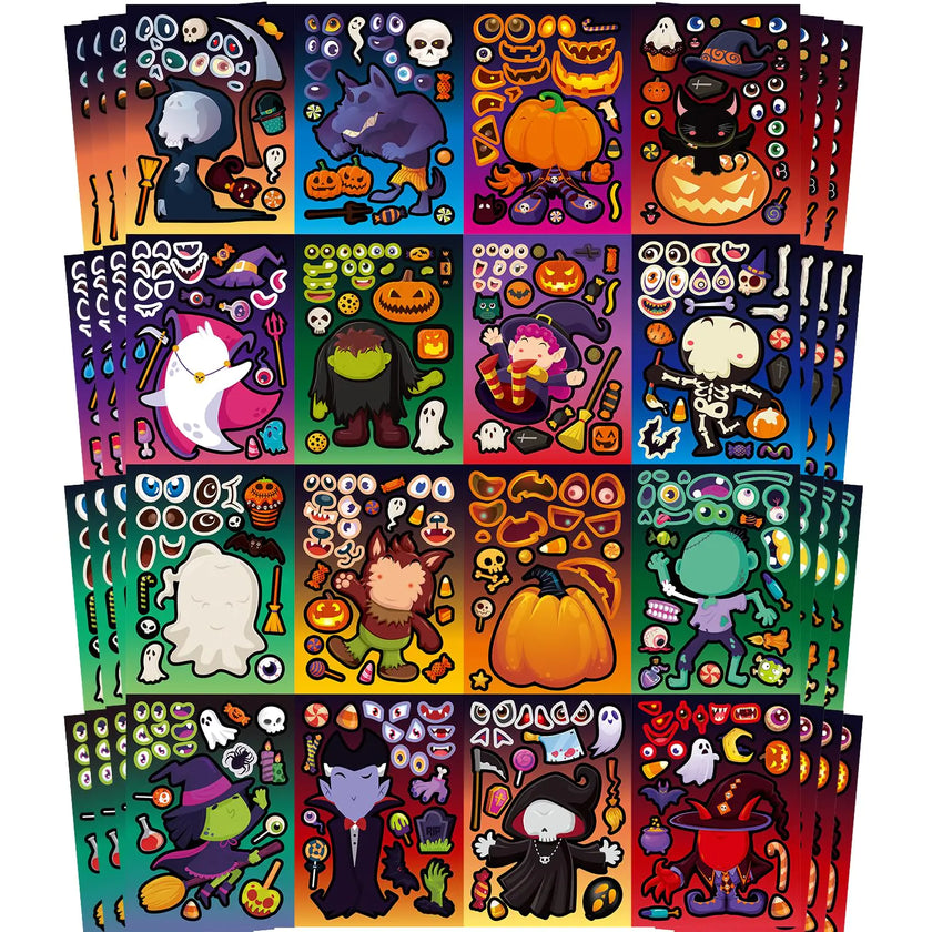 64-Pack Create-Your-Own Halloween Sticker Game for Kids