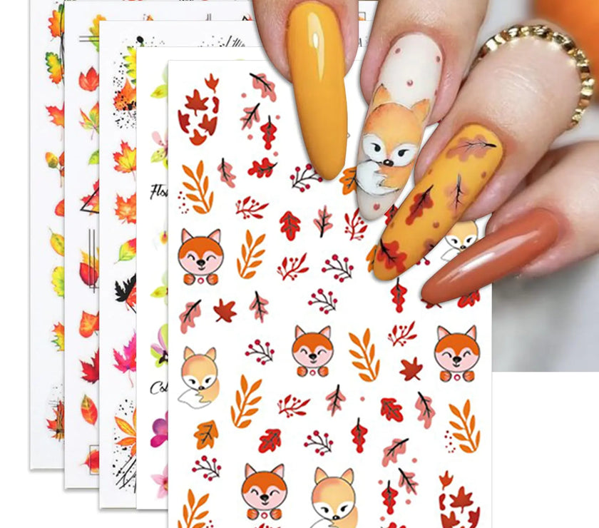 Autumn Bliss Nail Art Stickers - 5 Sheet Thanksgiving Decals