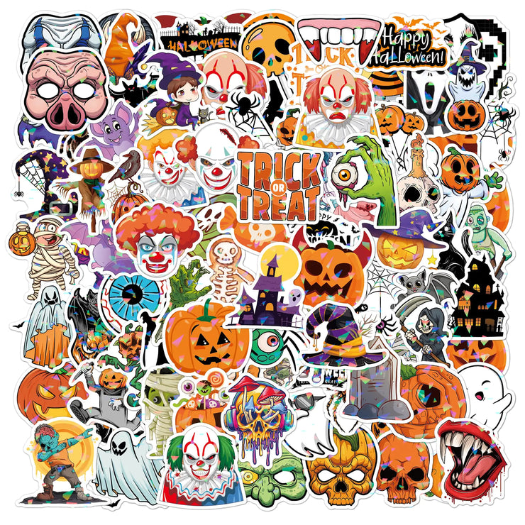 100pcs Glitter Halloween Decal Set - Waterproof & Stick Anywhere
