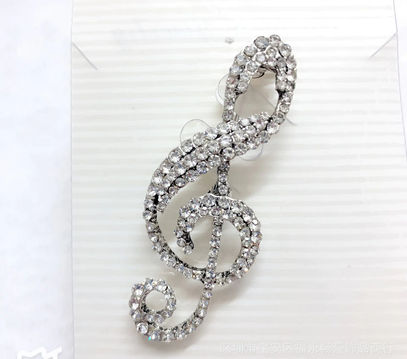 Chic Music Note Pin with Sparkles