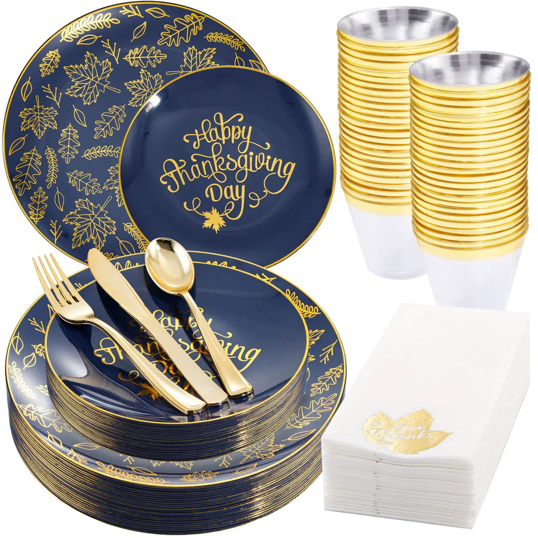 BlueGold Festive 175pc Thanksgiving Tableware Set