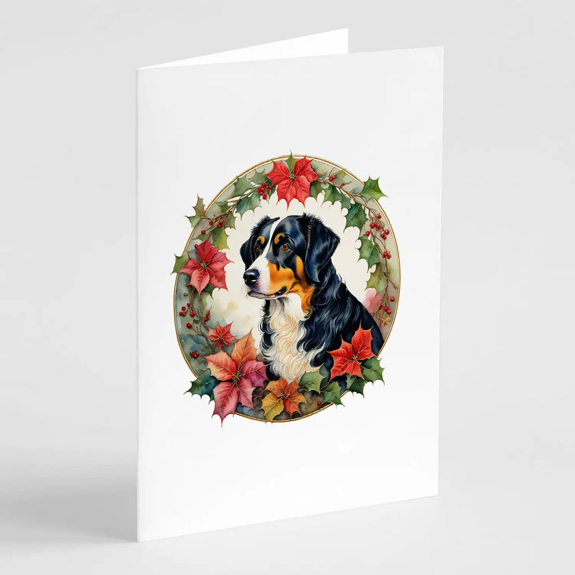 Appenzeller Sennenhund Christmas Flowers Greeting Cards Pack of 8