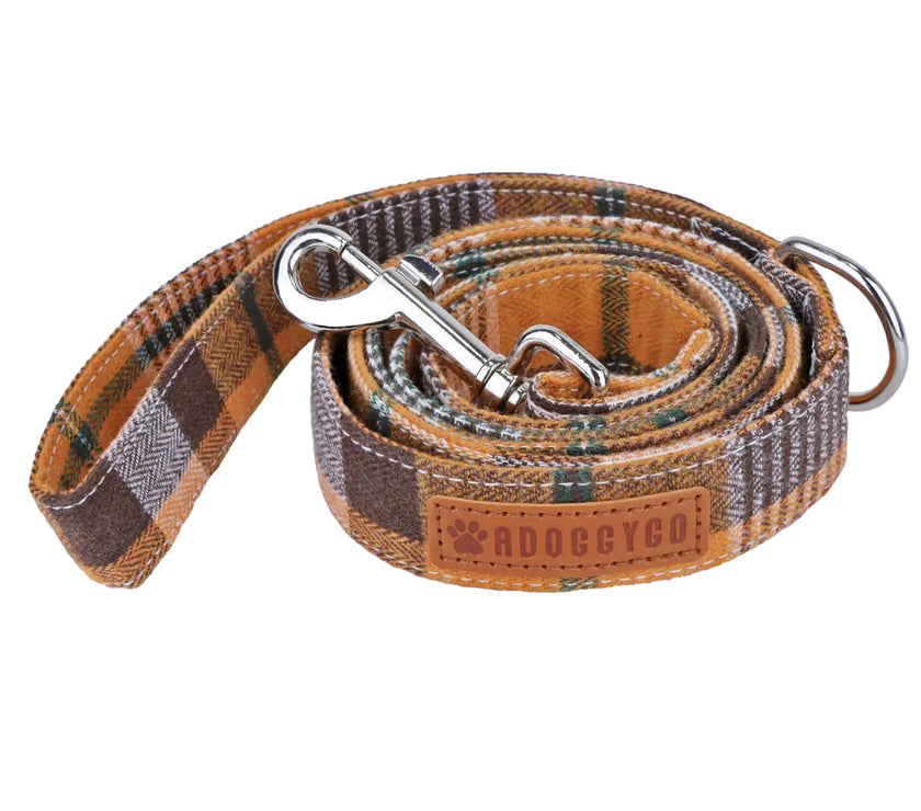 Pumpkin Patch Plaid Dog Leash