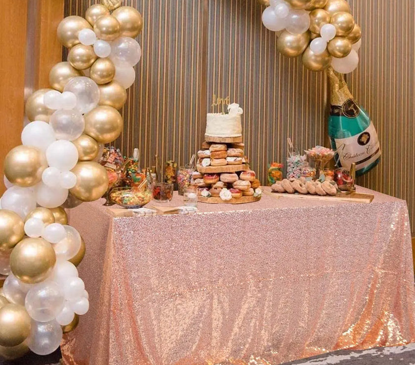Rose Gold Elegance Sequin Tablecloth 50x80