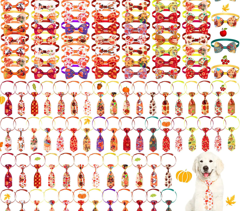 Pumpkin Pups 120pc Fall Dog Bow Ties & Neckties