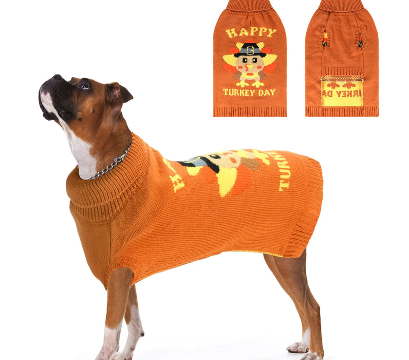 Cozy Turkey Turtleneck Dog Sweater