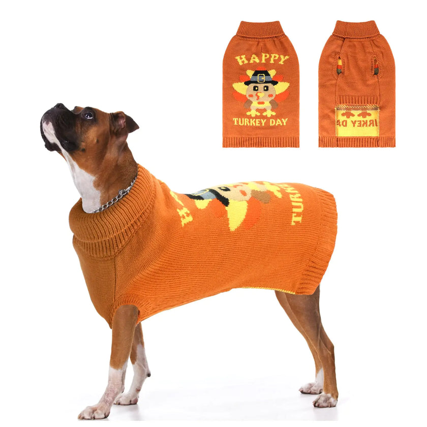Cozy Turkey Turtleneck Dog Sweater