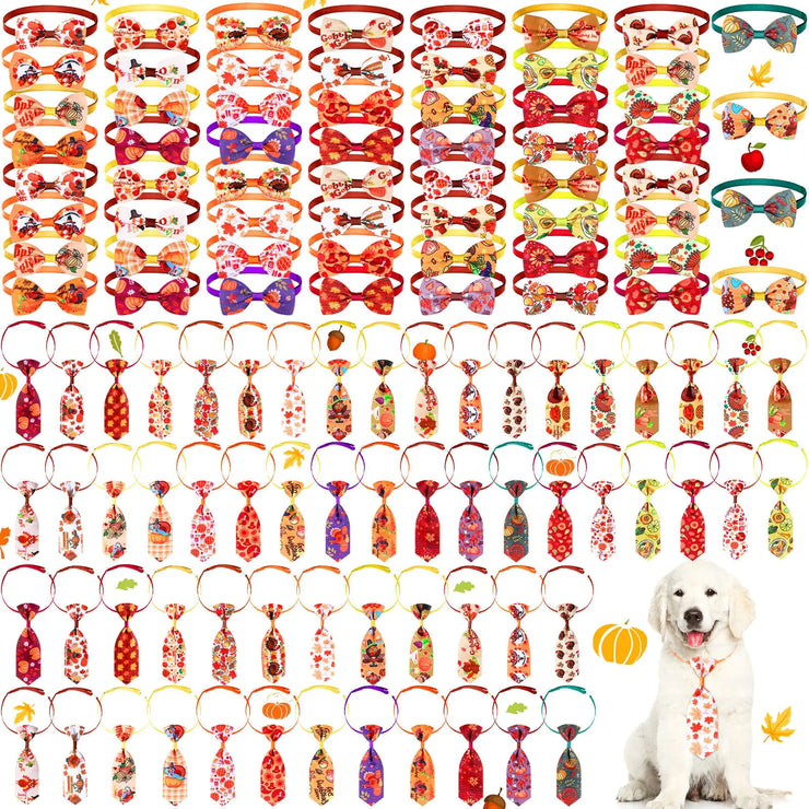 Pumpkin Pups 120pc Fall Dog Bow Ties & Neckties