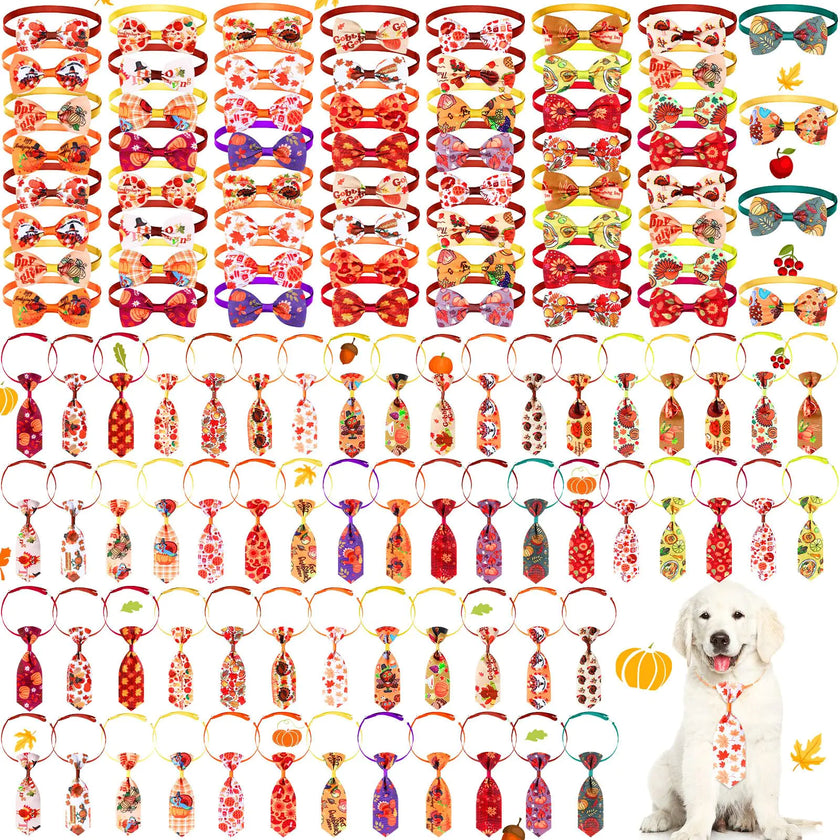 Pumpkin Pups 120pc Fall Dog Bow Ties & Neckties
