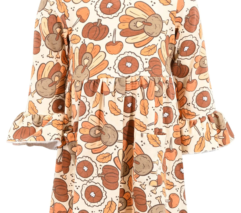 Chic Toddler Turkey & Pie Ruffle Dress