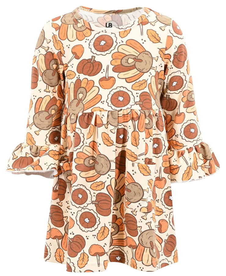 Chic Toddler Turkey & Pie Ruffle Dress